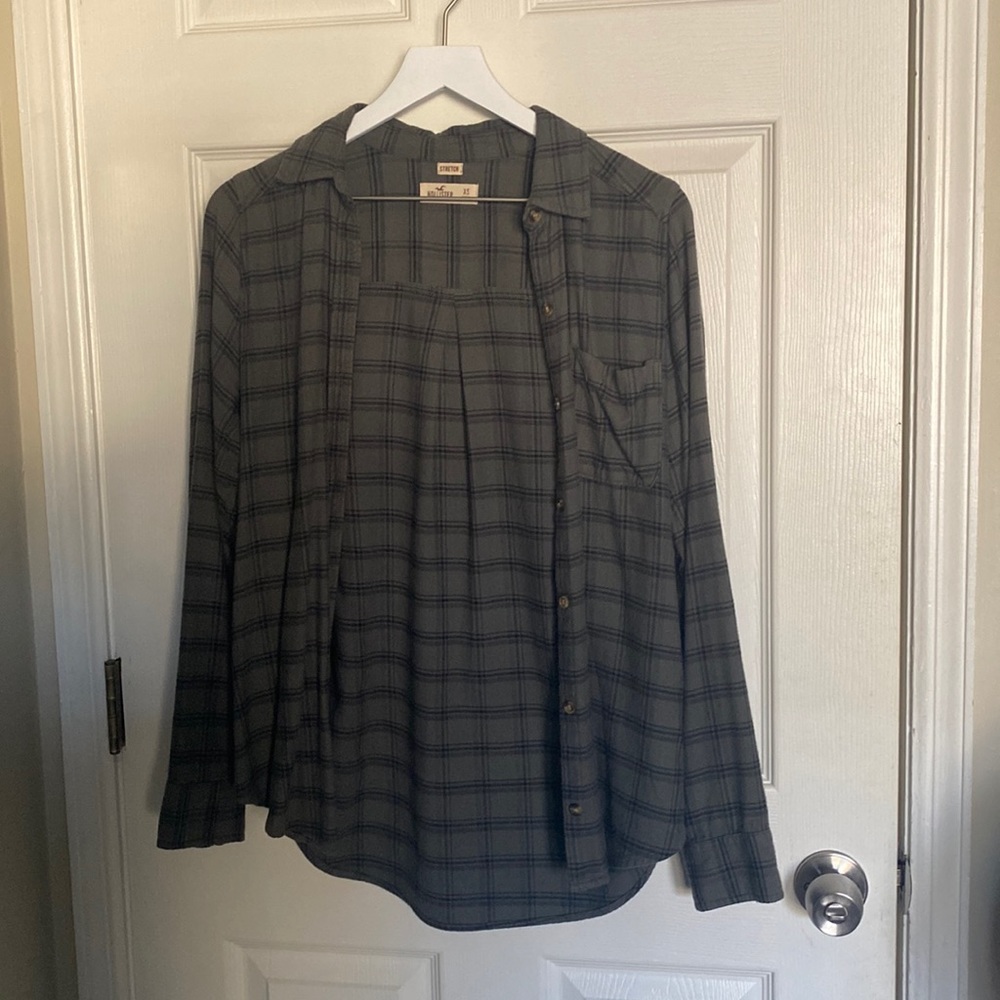 Plaid Green and Black Flannel